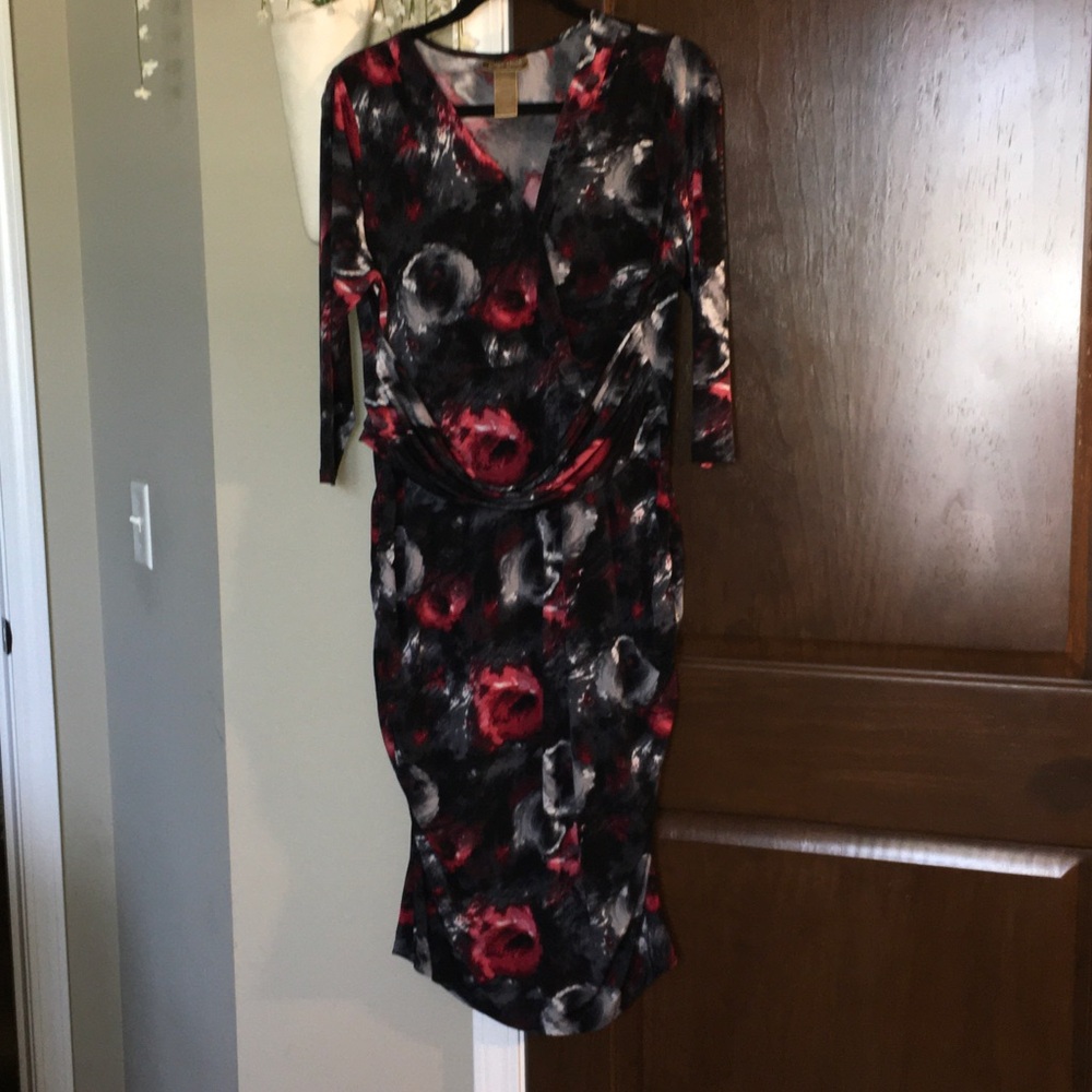 Miss Tina Elegant Black and Red Floral Dress